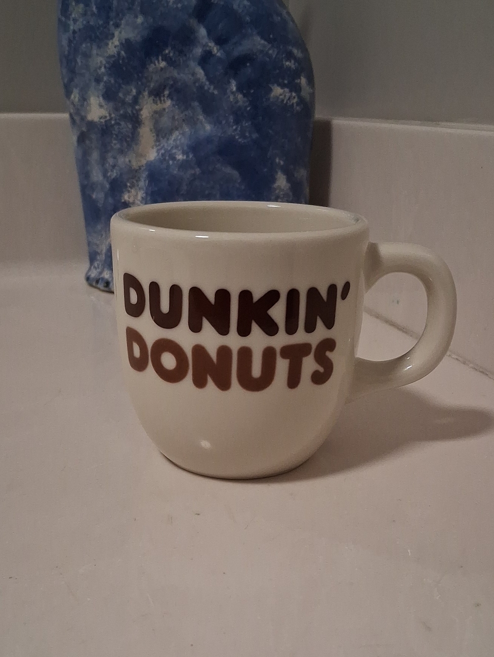 Dunkin' Donuts White Ceramic Espresso Mug with Brown Logo